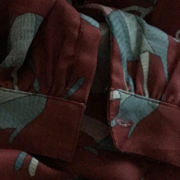 Anthropologie Geisha Designs Deer print red pleated  blouse  XS - Picture 7 of 7